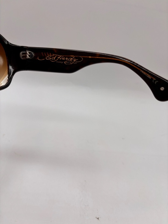 Vintage Ed Hardy Sunglasses Skulls Roses EHS BRIE Tortoise No Case READ main image 15